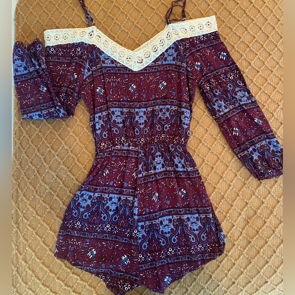 Boho Charolette Russe Size XS Women’s Romper with Crochet Neckline